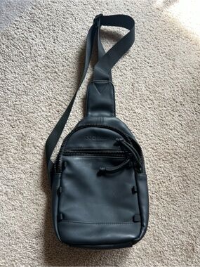 Duchamp Black Leather Sling Bag